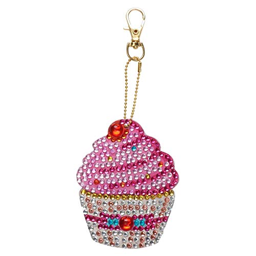 5D DIY Diamond Painting Keychain, 4 pcs Cupcake Shape, Mosaic Making Full Drill Special Shape Diamond Painting Kit for Bags, Smartphone Straps, 4 Pack