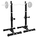 Smartxchoices Set of 2 Barbell Squat Rack Stand Adjustable Height Solid Steel Bench Presses, Home Garage Gym Portable Dumbbell Racks,Blackthumb 1