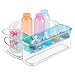 mDesign Plastic Adjustable Storage Center for Kitchen Cabinet, Pantry, Refrigerator, Countertop - Holds Kids/Toddlers Bottles, Sippy Cups, Baby Food Jars - 3 Pieces - Clear/Aqua Blue