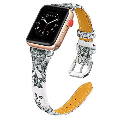 Compatible with Apple Watch Bands 38mm 40mm,Floral Leather Replacement Strap Bands for iWatch Apple Watch Series 3 Series 2 Series 1 Sport Edition (Floral3, 38mm/40mm)