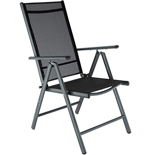 tectake® Aluminium Sitzgruppe 8+1, Gartenmöbel Set mit Stuhl und Tisch, klappbare Gartenstühle, Gartentisch mit Sicherheitsglas, wetterfeste Terrassenmöbel, für Garten Terrasse Balkon - anthrazit – Bild 3