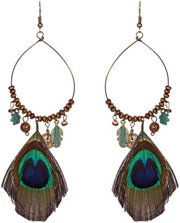 Cdet 1Pair Women Retro Feather Tassel Pendant Dangle Earrings Ear Studs Jewelry Accessories Love Gift (Green)