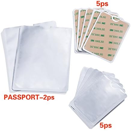5 rifd Blocking sleeves,5 rifd sleeves with 300LSE and 2 x Passport Secure Sleeve Protector holder Shields (silvery)