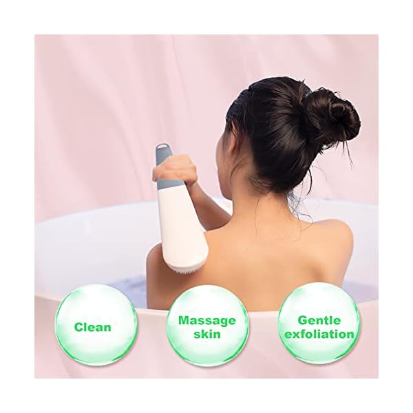 Bathing Accessory, Electric Shower Brush Long Service Life Silicone Material with Sound Waves for Smooth and Tender Skin