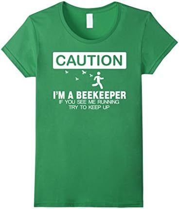 Women's Beekeeper Caution Keep Running T Shirt Gifts XL Grass