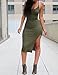 Ninimour Women's Solid Sleeveless Spaghetti Strap Side Slit Bodycon Dress, Small, Army Green