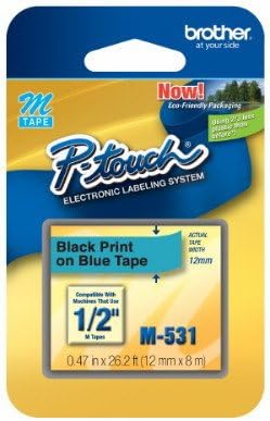 2/Pack 1/2" (12mm) Black on Blue P-touch M Tape for Brother Home &amp; Hobby, Home and Hobby Label Maker