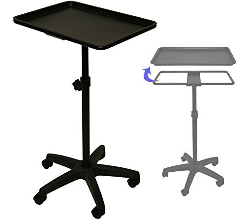 InkBed Extra Large Black Steel Single-Post Mayo Instrument Stand with Lift Out Work Tray Tattoo Salon Spa - Thumbnail 4