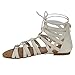 ANNA BRINA-10 Women's Studded Strappy Lace Up Back Zipper Gladiator Flat Sandals