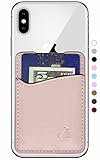 Premium Leather Credit Card Holder Stick On Wallet iPhone Android Smartphones (Rose Gold Leather) Wallaroo