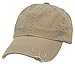 Decky Distressed Vintage Polo Style Unstructured Low Profile Adjustable Baseball Cap (One Size, Khaki Tan) One Size