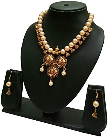 Mangal Brothers Stylish Traditional Gold Plated Pendant Set Style with Earring for Girls and Women(Gold Color)