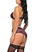 Avidlove Women Lingerie Set with Garter Belts High Waisted Lace Teddy Strap Bodysuit Babydoll Purple