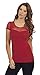 Women's Round Neck Sheer Polka Dot Mesh Inset Short Sleeve Slim Fit Fashion Top