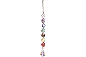 ISTONE Handmade Crystal Window Car Hanging Ornaments 7 Chakra Home Decoration Feng Shui Ornament Yoga Meditation Car Decoration Tumbled Palm Stones Christmas Decorations Ornaments