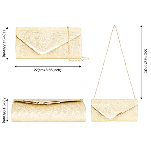Larcenciel Women's Bag, Shiny Evening Party Clutch Bags with Detachable Chain for Party, Wedding, Banquet, Holiday