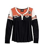 Harley-Davidson Women's Classic Colorblock Henley, Black