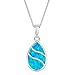 Beaux Bijoux 925 Sterling Silver Created Blue Opal Teardrop Pendant with 18