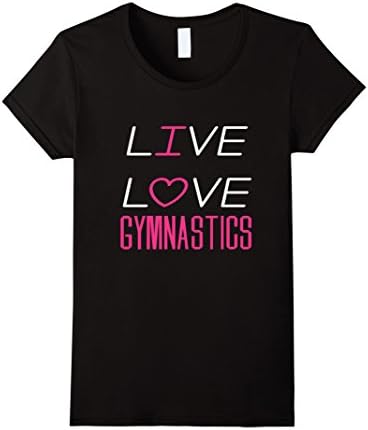 Womens Fun Live Love Gymnastics T-shirt Small Black