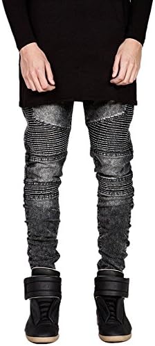 FASHIONMIA Men's Skinny Slim Fit Ripped Stretch Fashion Denim Jeans gray-34