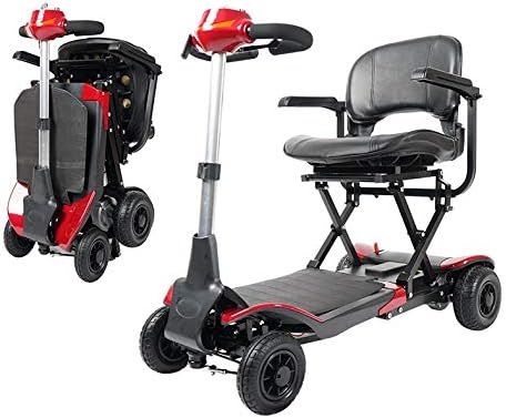 Freedom F1 Automatic Folding Travel Scooter for Adult and Seniors with Long Range Lithium Battery, Lightweight Airline Approved (Red)