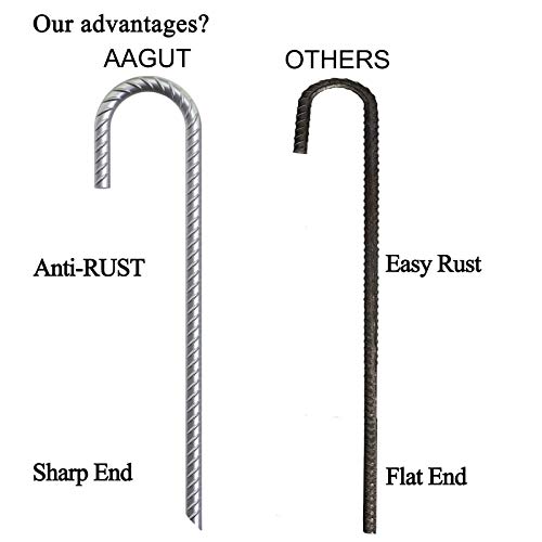 AAGUT 8 Pack Galvanized Rebar Tent Stakes J Hook 12 Inch, Chain Link