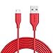 Anker Powerline Micro USB (10ft) - Charging Cable, with Aramid Fiber and 5000+ Bend Lifespan for Samsung, Nexus, LG, Motorola, Android Smartphones and More (Red)
