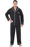 Del Rossa Men's Cotton Pajamas, Long Woven Pj Set, 2XL Black (A0714BLK2X)