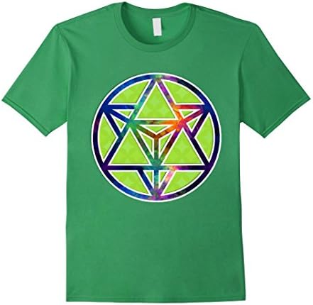 Mens Star Tetrahedron Sacred Geometry Metatron's Cube Merkaba 2XL Grass