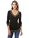 PattBoutik Women's V Neck Long Sleeve Curve Hem Sweater