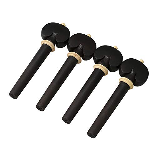 4PCS Black Ebony Violin String Tuning Pegs 4/4 Ebony-inlaid Boxwood