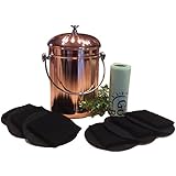 Kitchen Compost Pail Bin for Countertop, Leakproof Food Scrap Container, Stainless Steel with Copper Plating, 1 Gallon, Comes with Bonus 1 Year's Worth of Dual Charcoal Filters and Compost Pail Bags