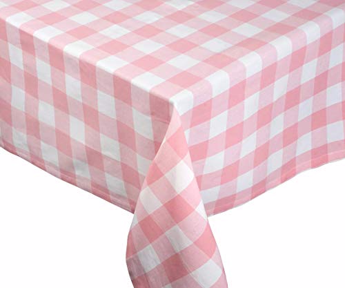 Buffalo Checked Tablecloth - Checked Tablecloth Cotton - Buffalo Plaid Table Cloths - Checkered Tablecloth - Baby Pink Plaid Tablecloth (Table Cloth (63 X 109"), Checked (Baby Pink and White))