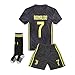 18-19 Season Juventus #7 Ronaldo Kids Or Youth Away Color Black Soccer Jersey & Shorts & Socks