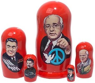 Made in Russia Soviet Communist Leaders Nesting Doll 5pc./5" aka Gorbachev Lenin Stalin Russian Matryoshka Doll top quality 100% Guaranteed!