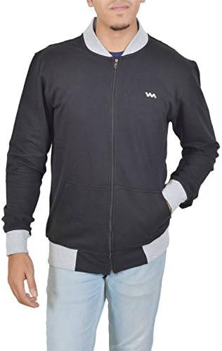 Walk Alone Black Chineese Collar Sweat Shirt (with Grey Collared Cuff)