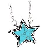 Azusa Sun Western Turquoise Pendant Necklace Minimalist Lightning Bolt Star Necklace Pine Stone Chain Adjustable Jewelry for Women