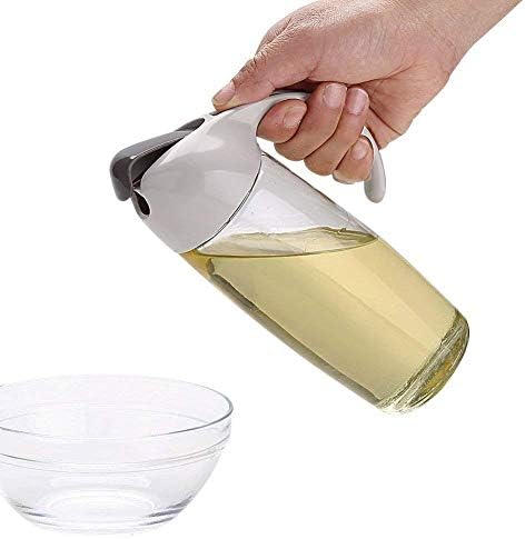 Alfie Olive Oil Dispenser Glass Bottle, Vinegar Dispensing Cruets, Leakproof Cooking Oil Storage Container with Automatic ON/OFF Cap, Non-Drip Pour Spout, Non-Slip Handle, Perfects for Kitchen and BBQ