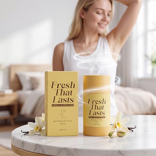 Fresh That Lasts Deodorant Stick, Vanilla & Pistachio Perfumed Stick, Fresh Moisturizing Deodorant Balm, All-Day Odor Protection for Women & Men, Underarm Brightening Care (1Pcs)