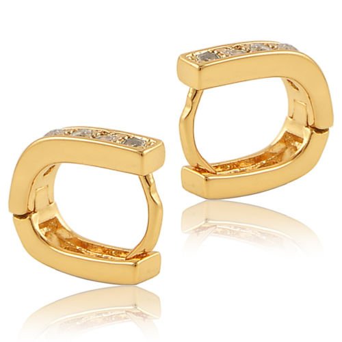 ERAWAN New Fashion Women U-shape Crystal Harp Huggie Earrings Noble Ear Hoop Jewelry sakcharn (Gold)