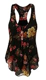 Uncinba Women's Plus Size Sleeveless Floral Chiffon Vest Tank Racerback Tops