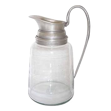 Better & Best Jarra de Cristal para Chocolate con asa y Cuello Plateados, Aluminio con