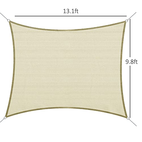 Outsunny Sonnensegel Sonnendach Sonnenschutz Rechtecke HDPE Cremeweiß 3 x 4 m – Bild 8