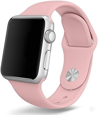 Sport Band for Apple Watch 42mm, BANDEX Soft Silicone Strap Replacement Wristbands for Apple Watch Sport Series 3 Series 2 Series 1(Light-pink 42MM S/M)