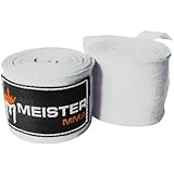 Meister Adult 180" Semi-Elastic Hand Wraps for MMA & Boxing (Pair) - White