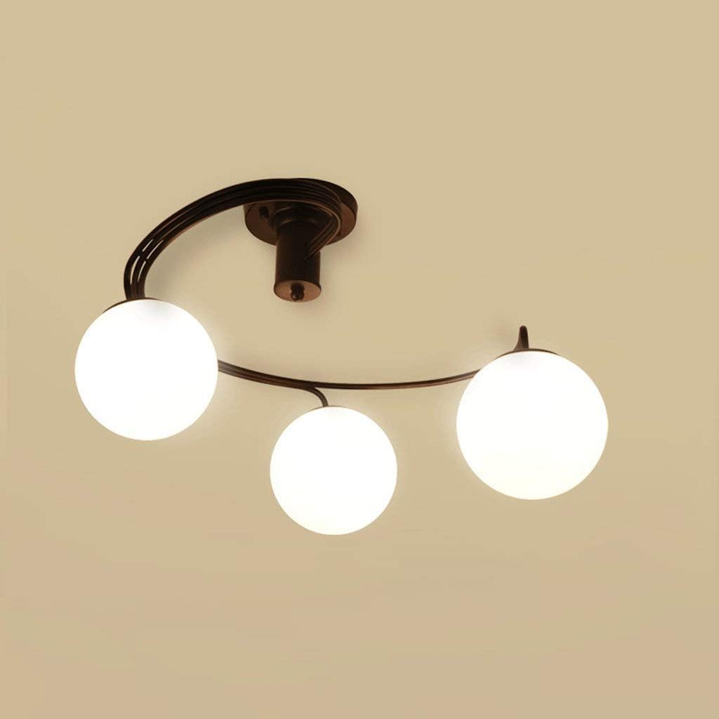 Moderne Metall Schmiedeeisen Deckenleuchte Semi Flush Mounted Glas