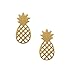 Spinningdaisy Handcrafted Brushed Metal Cute Pineapple Stud Earrings Gold