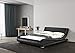 GREATIME Modern Trending Waved Bed, Upholstered Faux Leather, Easy Assembly, Strong Wood Slats Support Platform Bed (King Size, Black Color)