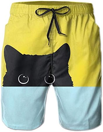 KKONEDS Men's Cartoon Black Cat Men Casual Swim Trunks Quick Dry Beach Pants,Personality Beach Shorts Trucks Pants Mens Quick Dry Beach Shorts