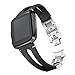 bayite Leather Bands Compatible Fitbit Versa, Handmade Replacement Bracelet Straps Women Men, Black